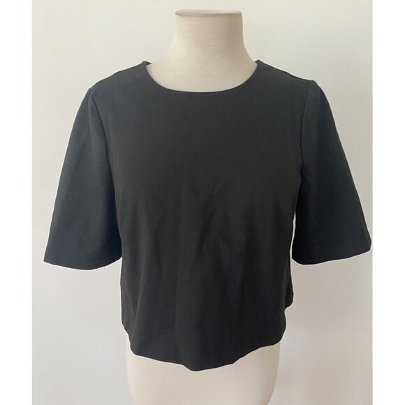 BCBGeneration Women’s Shirt Top Exposed Back Zipper Crop Top Size M Black - Picture 1 of 8